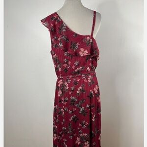 Floral One-Shoulder Dress in Red